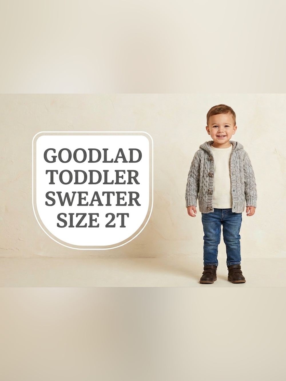 Size 2t Gray Toddler Sweater Good Lad Heather Gray Cable Knit Hooded Sweater 2T